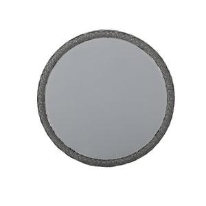 Achill - Outdoor Modern Boho Wicker Side Table With Glass Top - Gray