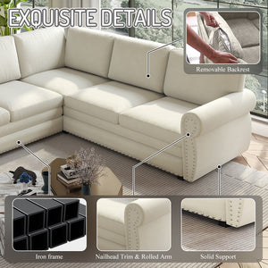 118" L-Shaped Convertible Sofa Bed