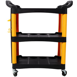 3 Tier Rolling Auto Detail Cart With Wheels - Yellow & Black