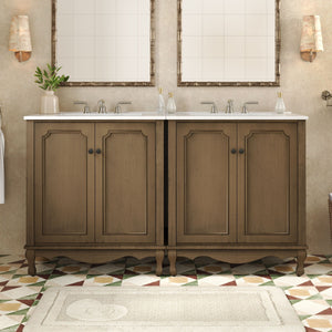 Vintage Double Sink Bathroom Vanity Set With Ceramic Sinks