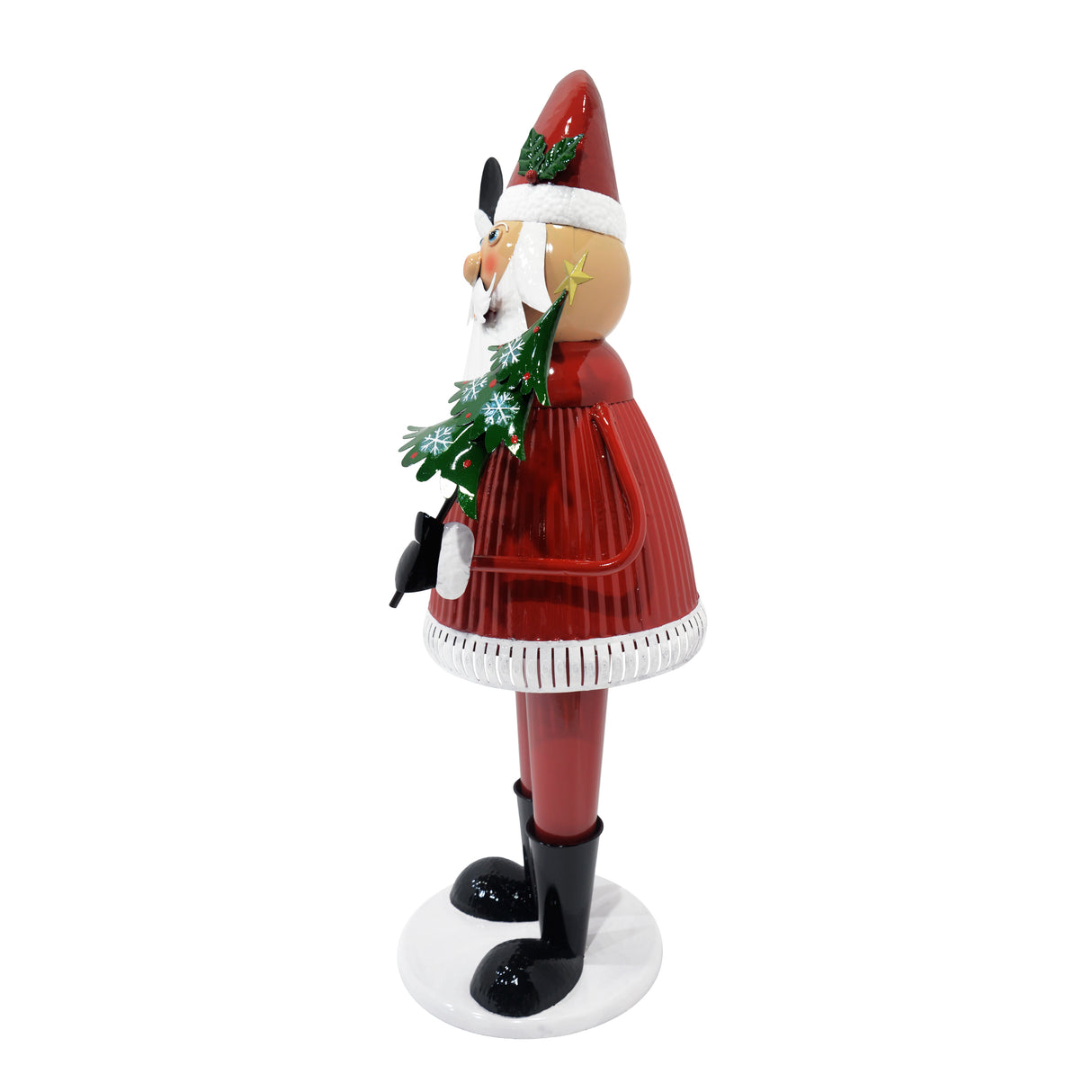 4 Ft Cheerful Santa Claus Holding Tree and Waving