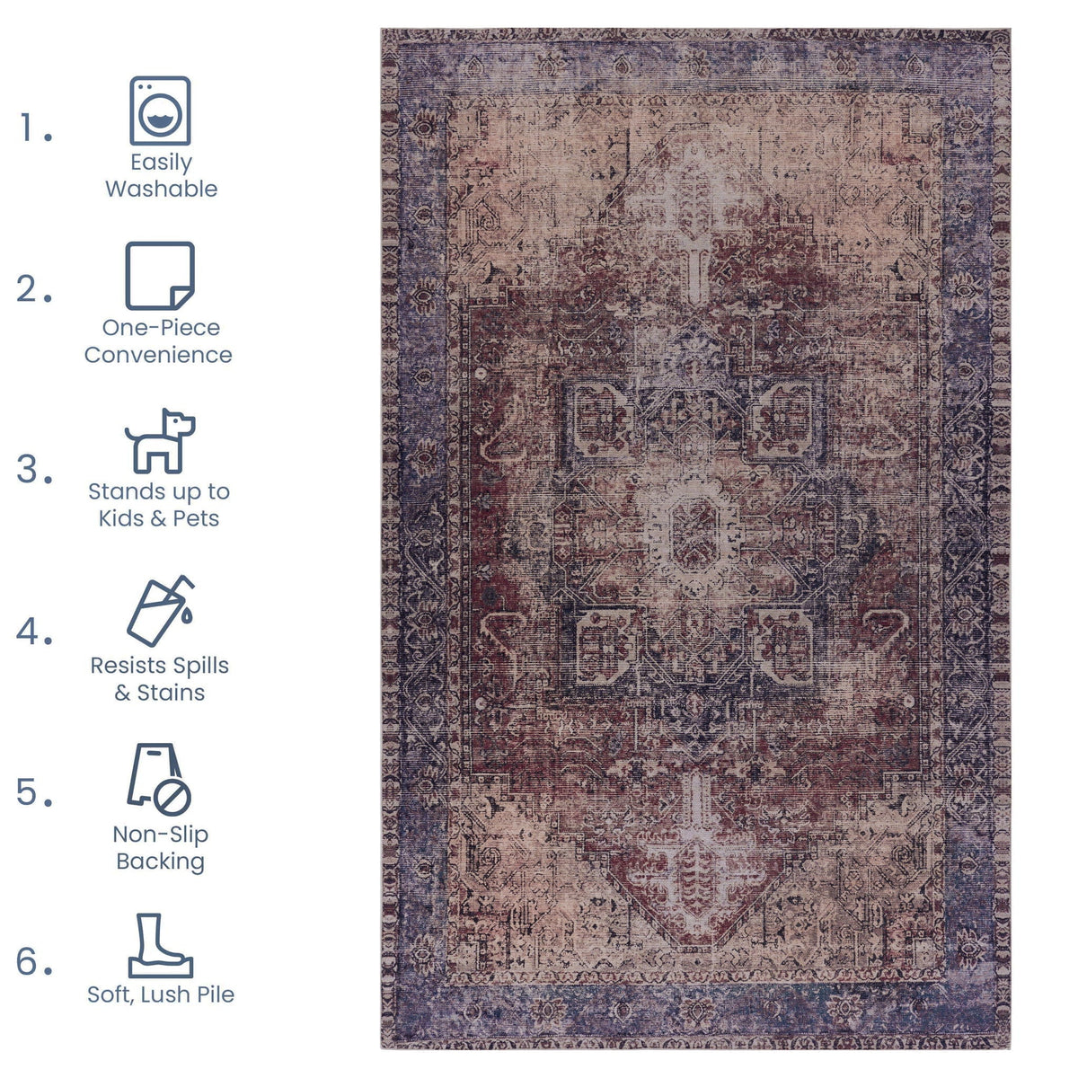 Maval - Unique Washable Area Rug