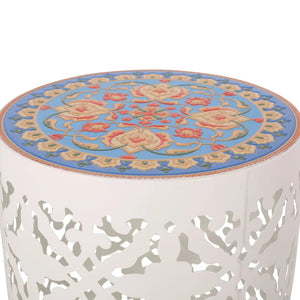Airy - Outdoor Side Table with Lace Cut Design and Metal Frame