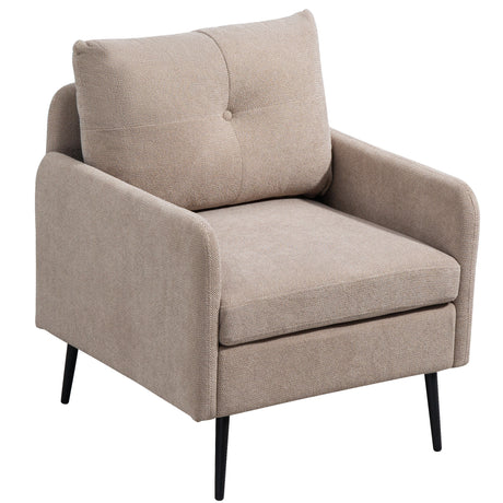Modern Chenille Accent Chair with Metal Black Legs