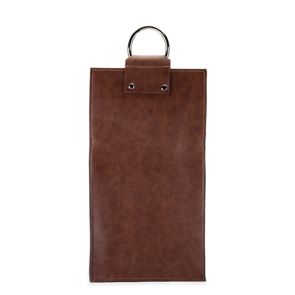 Brown faux leather double-bottle wine tote by viski®
