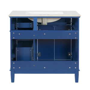 Modern Bathroom Vanity With Ceramic Sink, Soft Close Storage Cabinet