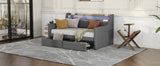 Twin Size Linen Upholstered Daybed with Storage Drawers and LED Lights
