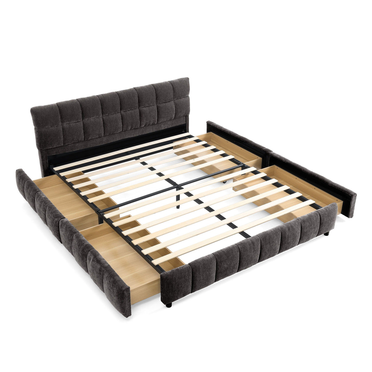 Modern Platform Bed Frame With Thick Fabric