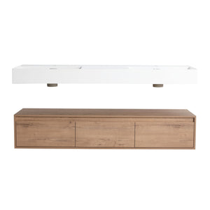 Contemporary Wall Mounted Bathroom Vanity With Dual Resin Sink And Soft Close Drawer