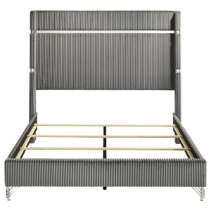 Lucia 61-inch Upholstered Queen Wingback Bed Grey