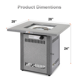 28' 50000 BTU Silver Outdoor Propane Gas Fire Pit Table