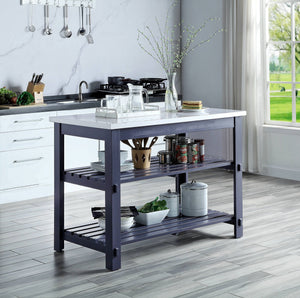 Enapay Marble Top Kitchen Island in Gray