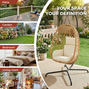 Egg Chair with Stand, Patio Wicker Hanging Chair, Hammock Swing Chair