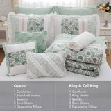 9 Piece Cotton Percale Comforter Set Aqua
