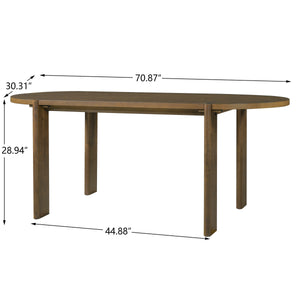 7 Pieces Modern Oval Dining Set, Rustic Farmhouse Solid Wood Kitchen Table Set for 6