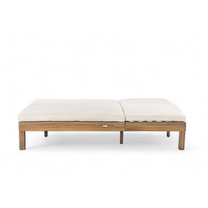 TREXM 5-Position Adjustable Backrest Double Chaise Lounge Outdoor