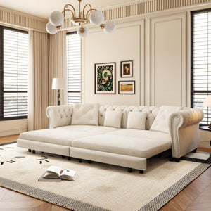 3 In 1 Pull Out Convertible Sleeper Sofa Bed, King Size, Chaise Lounge
