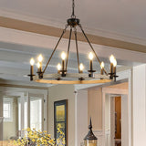 32" Rustic Farmhouse 10-Light Candle Chandelier
