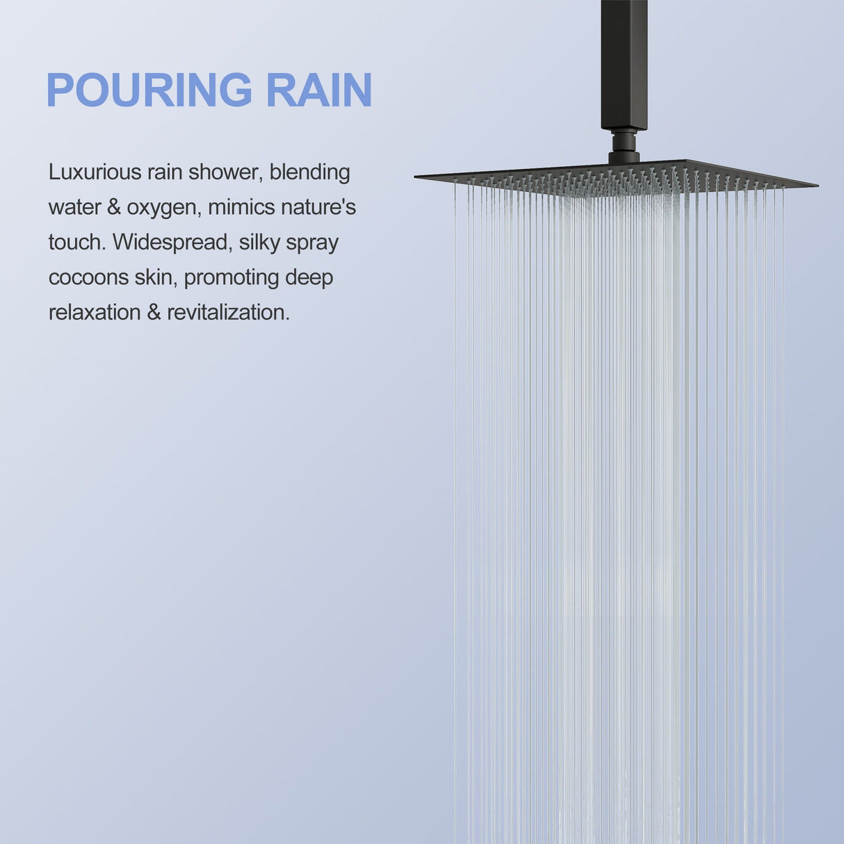 Modern 10" Square Rainfall Shower Head & Stainless Steel Wall Or Ceiling Mount Luxury Spa Shower Panel