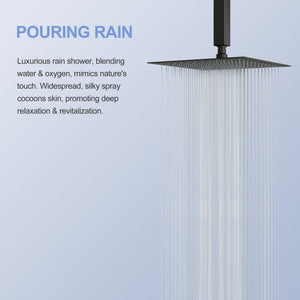 Modern 10" Square Rainfall Shower Head & Stainless Steel Wall Or Ceiling Mount Luxury Spa Shower Panel