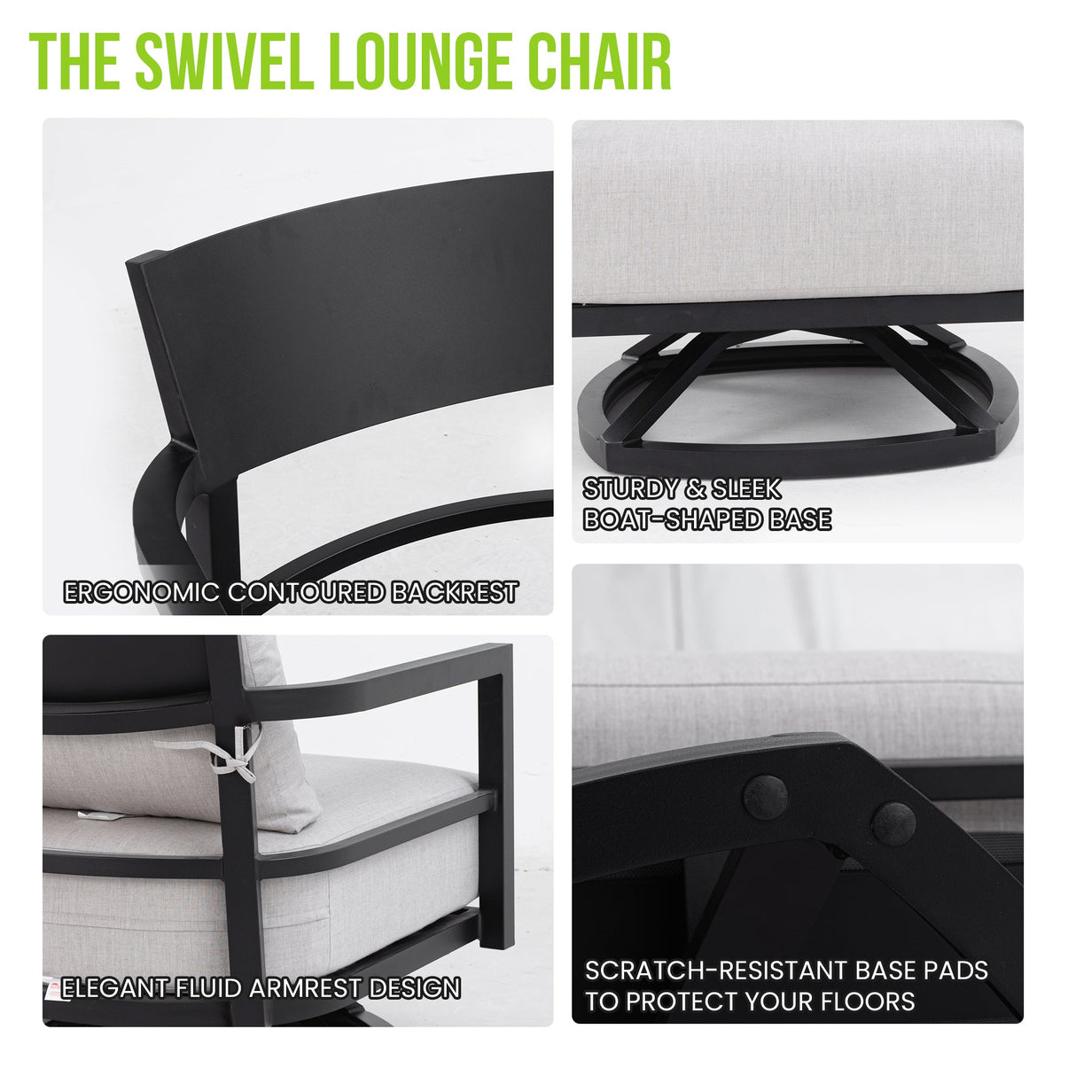 6PC Outdoor Conversation Set with Swivel Club Chairs