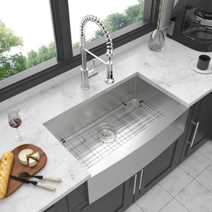 Farmhouse 36" Kitchen Sink Stainless Steel Apron Front - Brushed Nickel