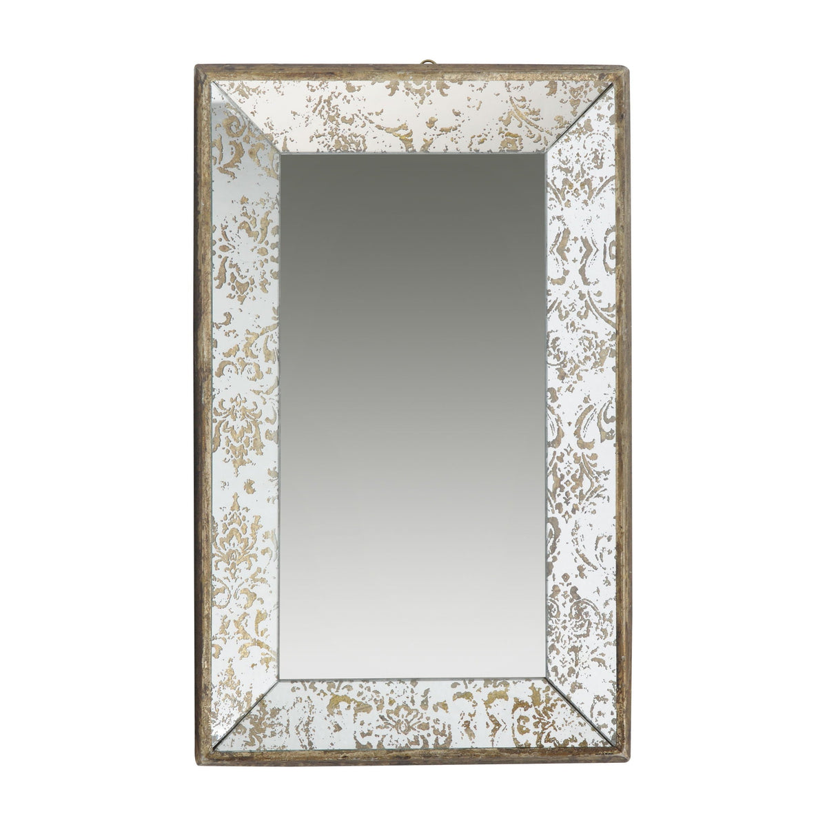 Antique Rectangle Mirror with Floral Accents - Pearl Silver