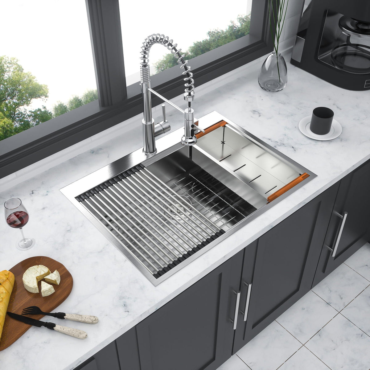 Stainless Steel Drop In Kitchen Sink with Workstation - Gray or Gold