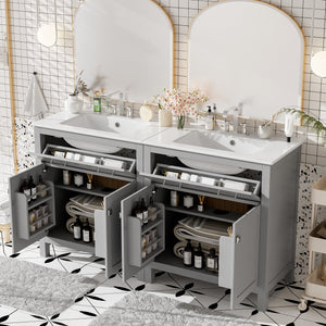 60" Modern Black Bathroom Vanity Set