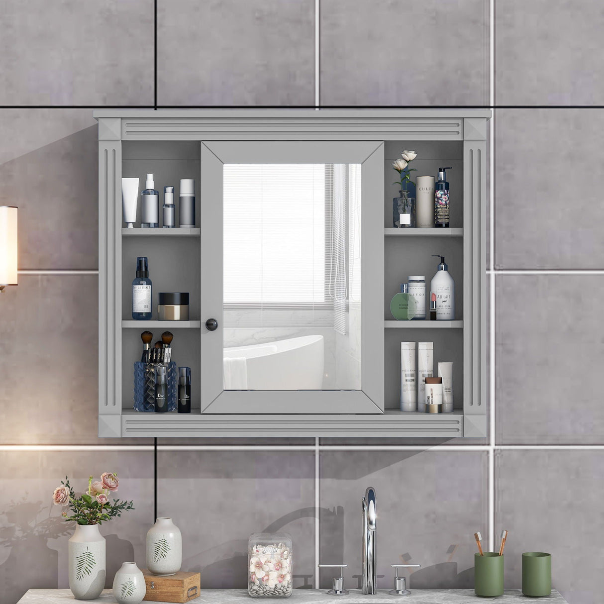 Wall Mounted Bathroom Storage Cabinet With Mirror