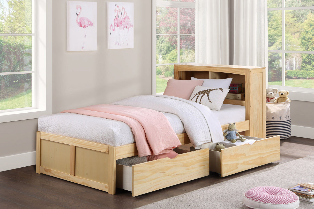 Natural Pine Finish 2pcs Storage Boxes with Caster Wheels