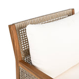 Acacia Wood Patio Furniture Club Chair Outdoor Wicker Armchair with Deep Seating and Soft Cushions