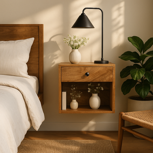 Solid Wood Floating Mini Classic Bedside Table