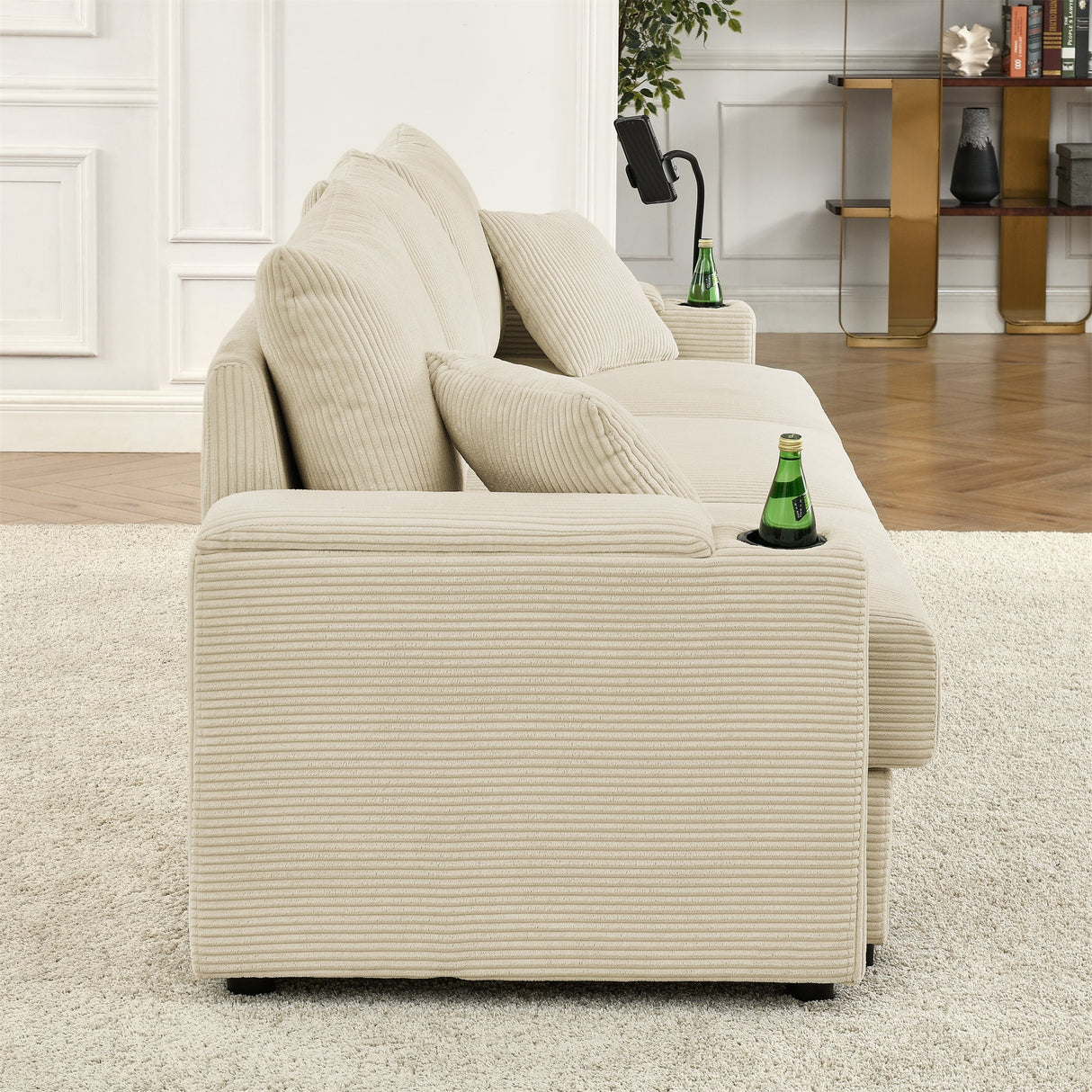 Modern U-Shaped Couch with Storage and Ottomans
