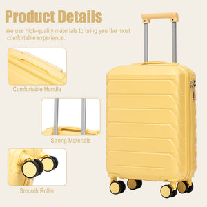 20 Inch ABS Hard Shell Travel Checked Luggage - Yellow