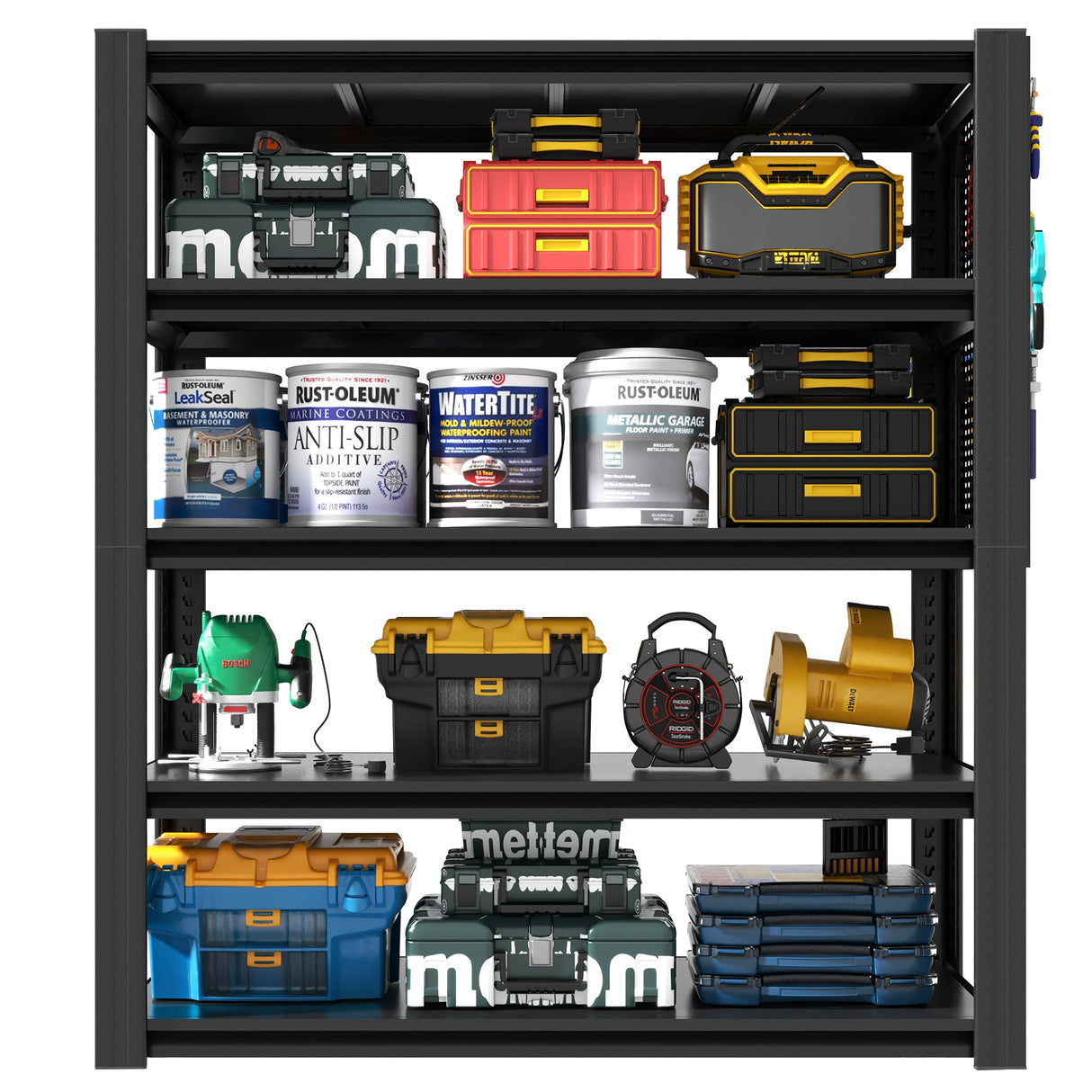 72"H 5-Tier Adjustable Heavy-Duty Shelving with Pegboard