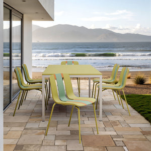 Modern Striped Blocking Single Chairs, Waterproof And Fade Resistant (Set of 4)