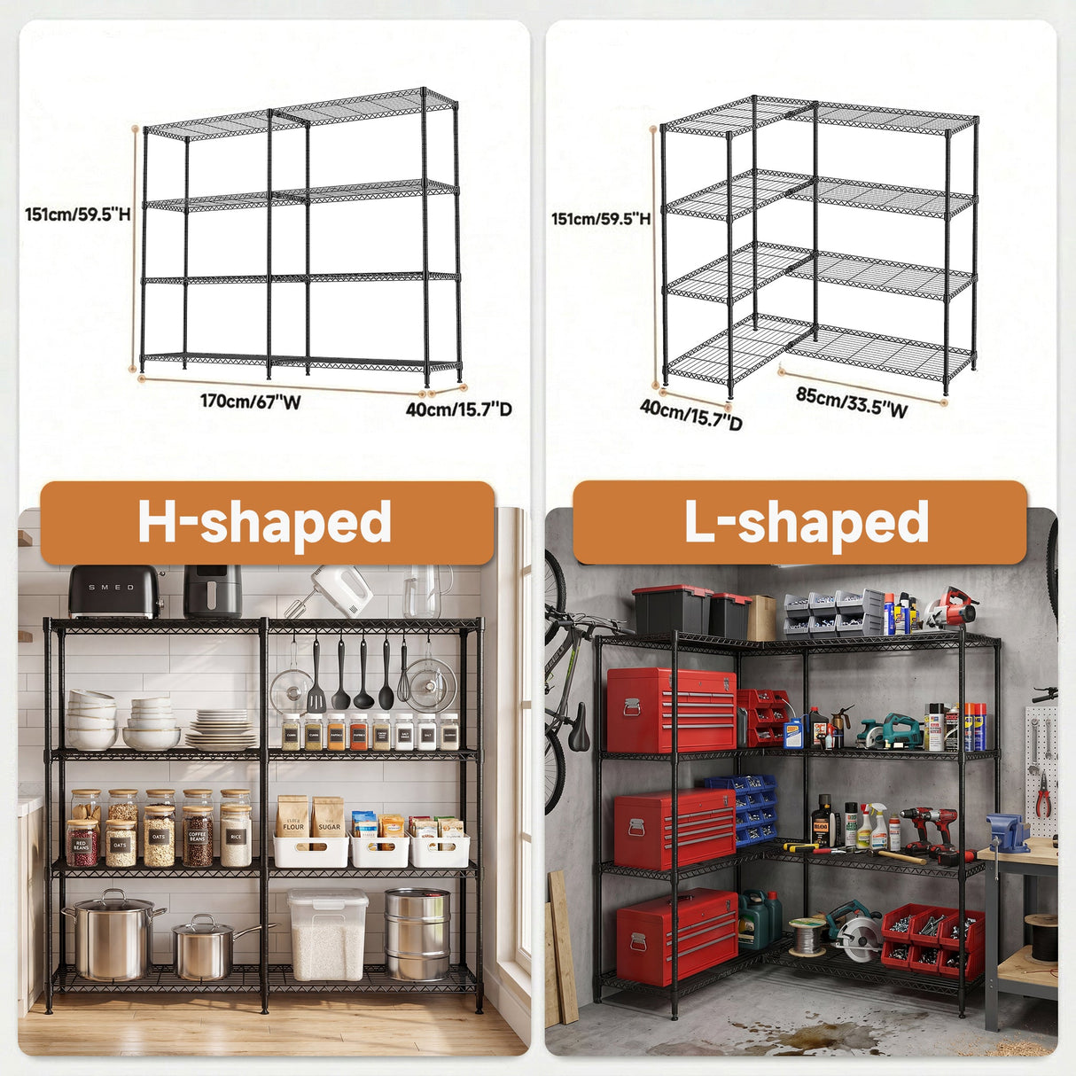 4 Tiers Metal Storage Shelves