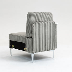 Single Couch Modular Armless Accent Chair With Back Cushion