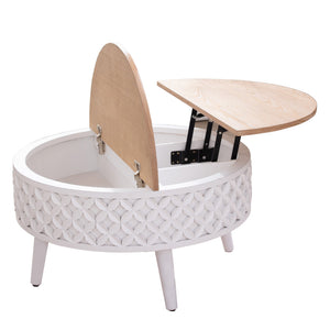 Round Coffee Table with Lift-Top Storage