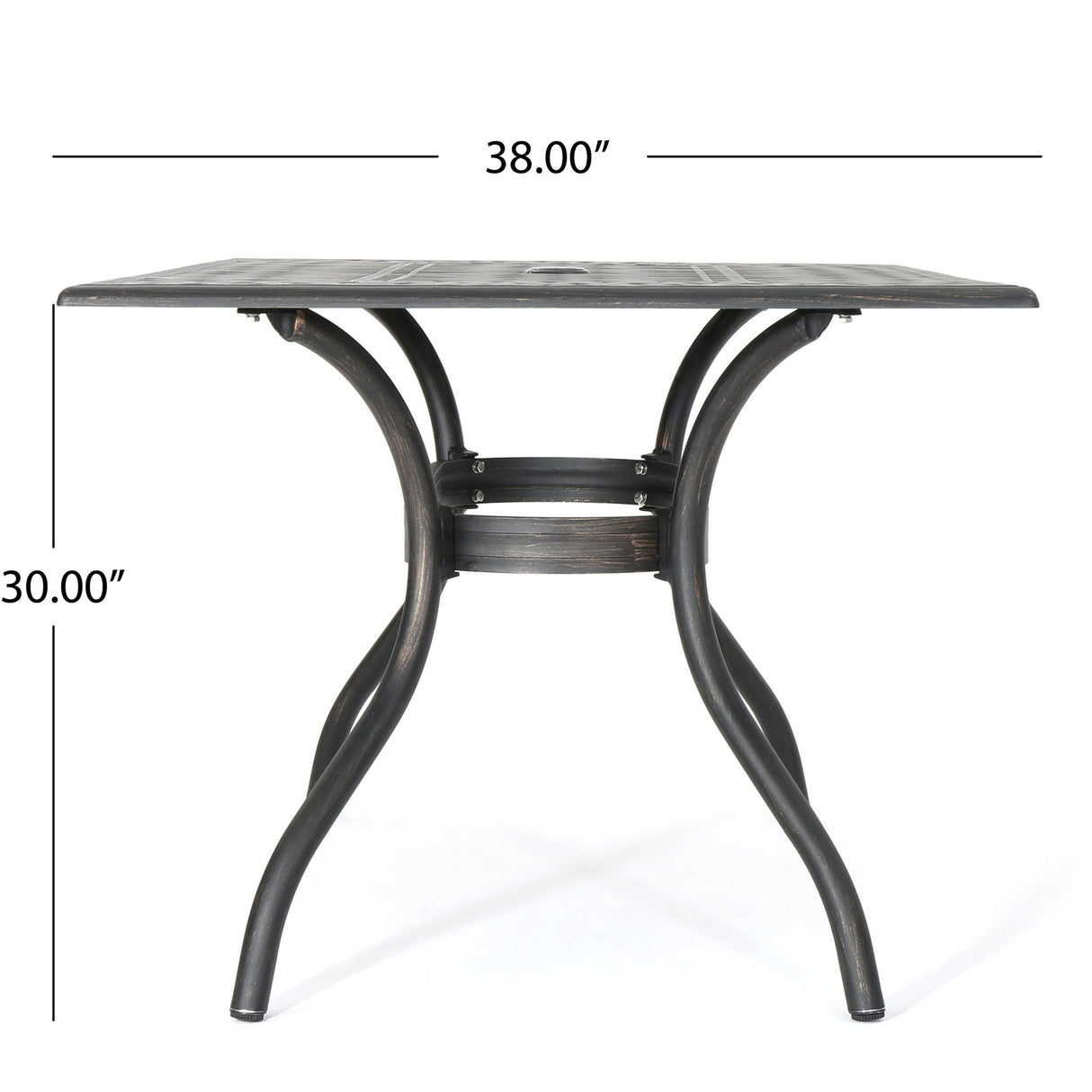 Enchantia - Outdoor Rectangular Dining Table With Weave Tabletop And Flared Legs - Copper