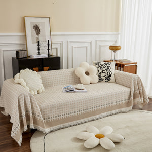 Waffle Lattice Fabric Sofa Cover, Multi-purpose Soft Sofa Throw, Couch Cover Blanket Throws for Couches