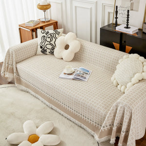 Waffle Lattice Fabric Sofa Cover, Multi-purpose Soft Sofa Throw, Couch Cover Blanket Throws for Couches