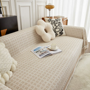 Waffle Lattice Fabric Sofa Cover, Multi-purpose Soft Sofa Throw, Couch Cover Blanket Throws for Couches