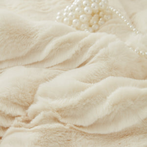Soft Thick Faux Fur Sofa Cover Stripe Fluffy Fuzzy Non-Slip Washable Couch Covers