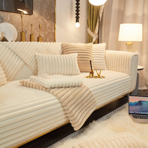 Winter Thickened Rabbit Plush Non-slip Sofa Cushion