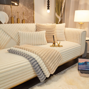 Winter Thickened Rabbit Plush Non-slip Sofa Cushion