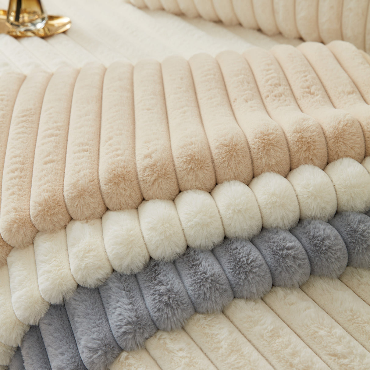 Winter Thickened Rabbit Plush Non-slip Sofa Cushion