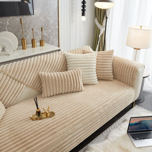 Winter Thickened Rabbit Plush Non-slip Sofa Cushion
