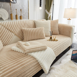 Winter Thickened Rabbit Plush Non-slip Sofa Cushion